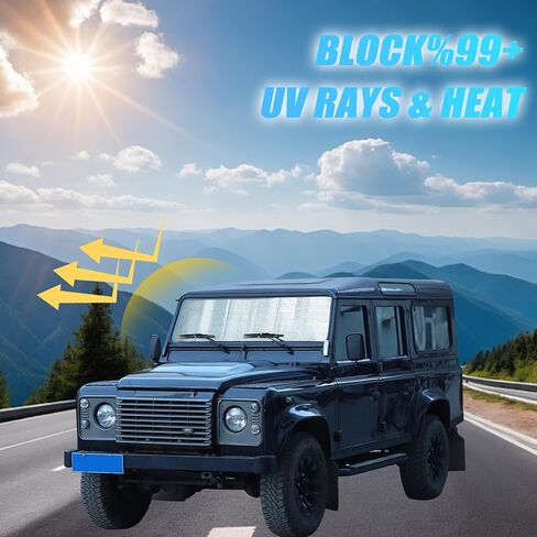 Windshield Sun Shade for Land Rover Defender 90 110 130 Accessories Car Silver Thicken 5-Layer UV Reflector Auto Front Window Sunshade Visor Shield Cover and Keep Your Vehicle Cool (2004-18 1PCS) in Saudi Arabia