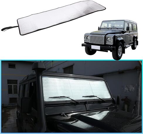 Windshield Sun Shade for Land Rover Defender 90 110 130 Accessories Car Silver Thicken 5-Layer UV Reflector Auto Front Window Sunshade Visor Shield Cover and Keep Your Vehicle Cool (2004-18 1PCS) in Saudi Arabia