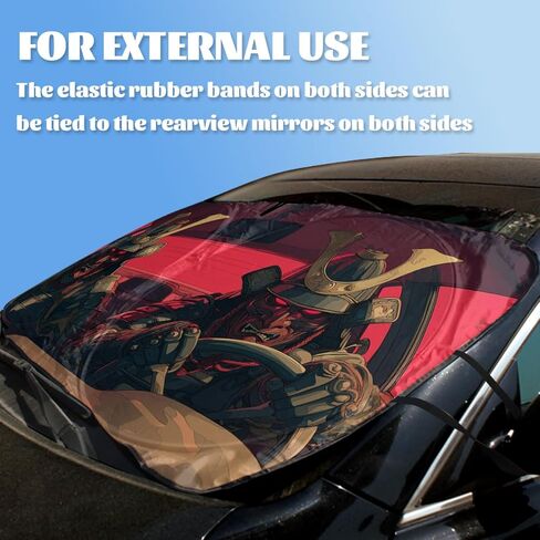 Japanese Samurai Car Window Sun Shield Anime Oni Mask Neon Cyberpunk Front Window Sun Shade Block UV Rays Sun Shade Visor Protector for Car Sedan Truck SUV Accessories 59" L x 31.5" W in Saudi Arabia