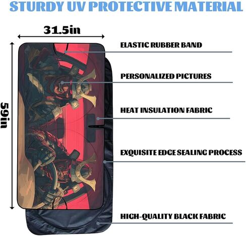 Japanese Samurai Car Window Sun Shield Anime Oni Mask Neon Cyberpunk Front Window Sun Shade Block UV Rays Sun Shade Visor Protector for Car Sedan Truck SUV Accessories 59" L x 31.5" W in Saudi Arabia