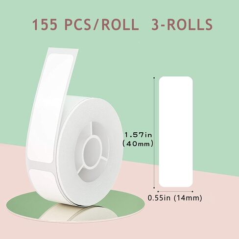 NIIMBOT Label Tape of Model D11/D110/D101 Printer, (3 Rolls, 0.55"×1.57"/14×40mm) Adapted Label Printing Paper, Office & Home Labeling Tape Replacement (White) in Saudi Arabia