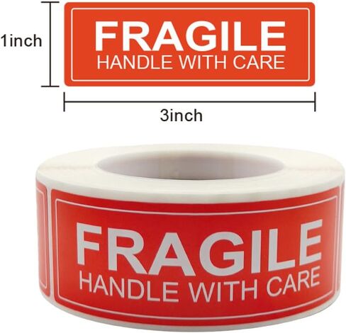 300 قطعة من الملصقات الهشة لنقل الشحن، مقبض زجاجي صغير مقاس 1 × 3 بوصة مع ملصقات هشة للعناية بالملصقات القوية والتحذير والتعبئة، ملصق بريدي (أحمر هش) in Kuwait
