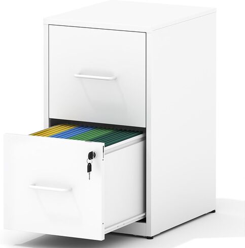 2 Drawer File Cabinet,Metal Filing Cabinets with Lock,Black Vertical File Cabinet for Home Office,Heavy Duty Metal Storage Cabinet for A4/Letter/Legal Size File,Assembly Required in Kuwait