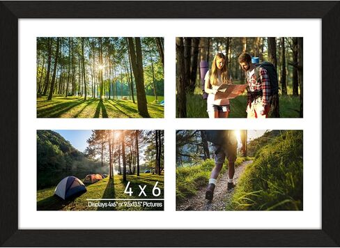 4"x6" Wood Photo Collage Frame 5 Openings, 11"x14" Multi Picture Frame Collage Wall Decor, Brushed Black Frame with White Mat, Solid Pine Wood in Saudi Arabia