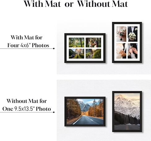 4"x6" Wood Photo Collage Frame 5 Openings, 11"x14" Multi Picture Frame Collage Wall Decor, Brushed Black Frame with White Mat, Solid Pine Wood in Saudi Arabia