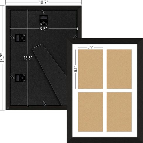 4"x6" Wood Photo Collage Frame 5 Openings, 11"x14" Multi Picture Frame Collage Wall Decor, Brushed Black Frame with White Mat, Solid Pine Wood in Saudi Arabia
