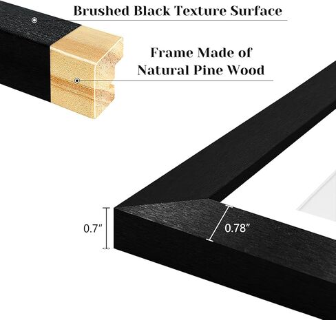 4"x6" Wood Photo Collage Frame 5 Openings, 11"x14" Multi Picture Frame Collage Wall Decor, Brushed Black Frame with White Mat, Solid Pine Wood in Saudi Arabia