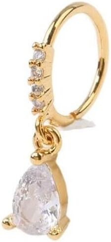 20G CZ Teardrop Dangle Nose Rings for Women 14K Gold Plated Surgical Steel Cubic Zirconia Dangling Hoop Nose Ring Nose Nostril Piercing Jewelry in Saudi Arabia