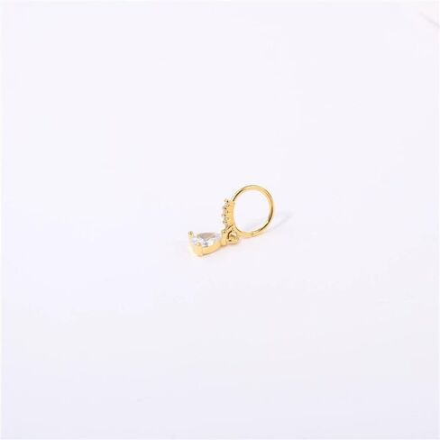 20G CZ Teardrop Dangle Nose Rings for Women 14K Gold Plated Surgical Steel Cubic Zirconia Dangling Hoop Nose Ring Nose Nostril Piercing Jewelry in Saudi Arabia