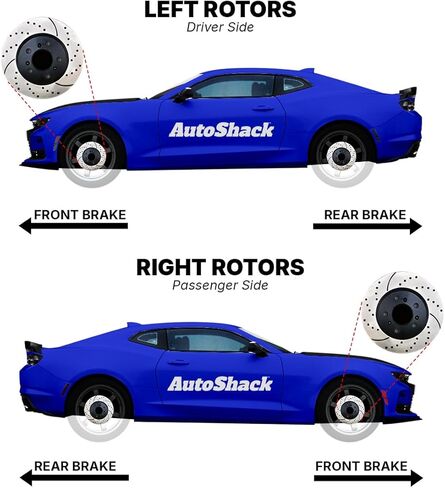 AutoShack Front & Rear Drilled & Slotted Brake Rotors Ceramic Brake Pads Replacement for 2010-2015 Chevrolet Camaro 3.6L V6 RWD E-Coated 12-PC Brake Kit ShadowGuard in Saudi Arabia