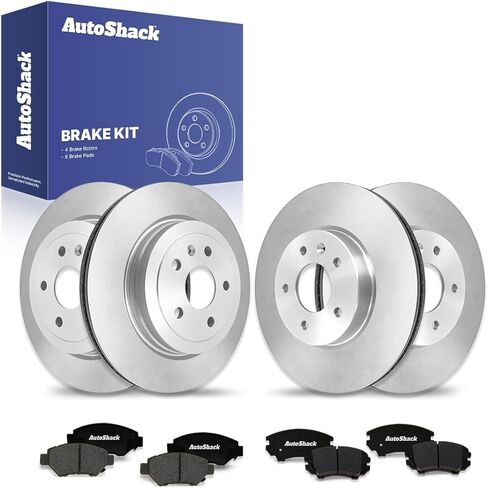 AutoShack Front & Rear Drilled & Slotted Brake Rotors Ceramic Brake Pads Replacement for 2010-2015 Chevrolet Camaro 3.6L V6 RWD E-Coated 12-PC Brake Kit ShadowGuard in Saudi Arabia