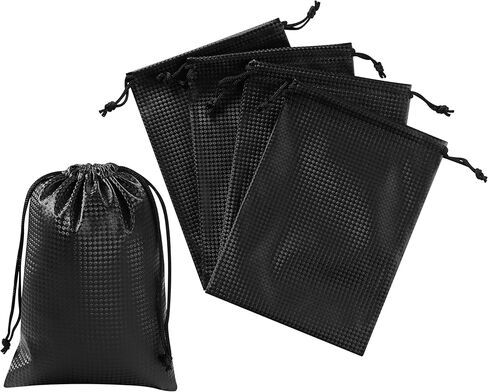 حقائب برباط مطلية بالبولي يوريثان من PALTERWEAR (مجموعة من 5) مقاومة للماء، منظمات سفر قابلة للتمدد للاتجاهات للصالة الرياضية والأحذية وأدوات الزينة والعتاد الفني - متينة، قابلة للتنظيف بالمسح (أسود ثلاثي الأبعاد، 10 × 15 بوصة) in Kuwait