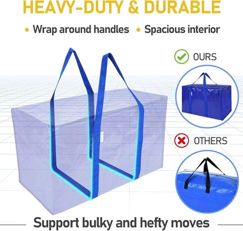 1pack Large Transparent Clothes Storage Bags with Lids & Zips - Heavy Duty Packing Bags for Moving, Clothes & Bedding Storage in Saudi Arabia