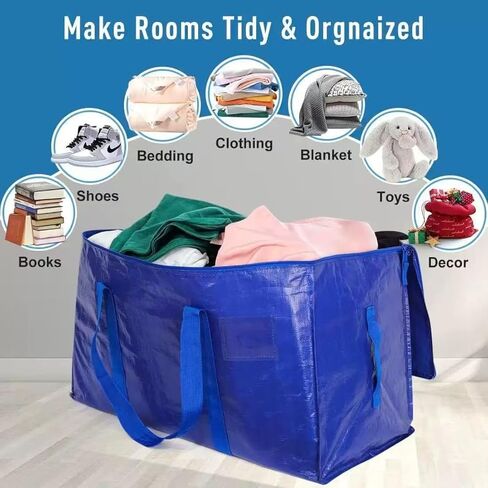 1pack Large Transparent Clothes Storage Bags with Lids & Zips - Heavy Duty Packing Bags for Moving, Clothes & Bedding Storage in Saudi Arabia