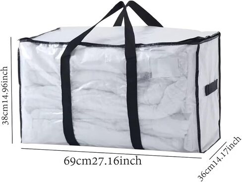 1pack Large Transparent Clothes Storage Bags with Lids & Zips - Heavy Duty Packing Bags for Moving, Clothes & Bedding Storage in Saudi Arabia
