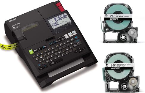 حزمة Epson LABELWORKSBonus - مجموعة صانع الملصقات الصناعية LW-PX750 - مجموعة كاملة مع ملحقات وخرطوشة شريط 224BWPX و224VTBWPX in Saudi Arabia