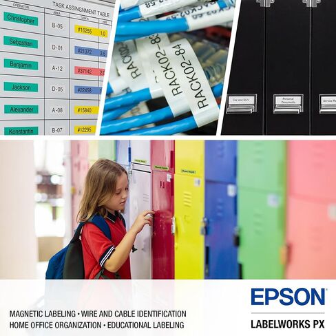 حزمة Epson LABELWORKSBonus - مجموعة صانع الملصقات الصناعية LW-PX750 - مجموعة كاملة مع ملحقات وخرطوشة شريط 224BWPX و224VTBWPX in Saudi Arabia