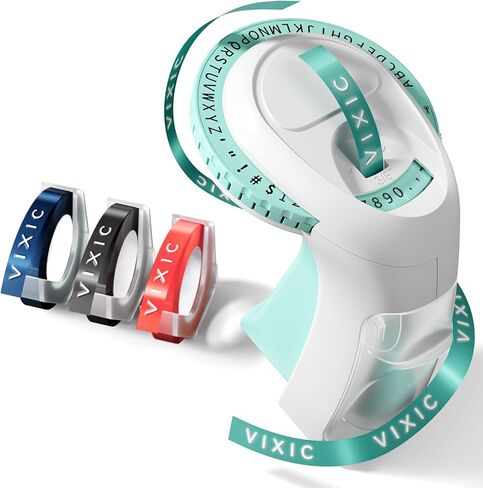 Vixic Embossing Label Maker Machine with Tapes, Handheld Embossed Label Maker, Manual Vintage Embosser, 3D Portable Label Printer for Home Office School Kids DIY Crafting, Green in Kuwait