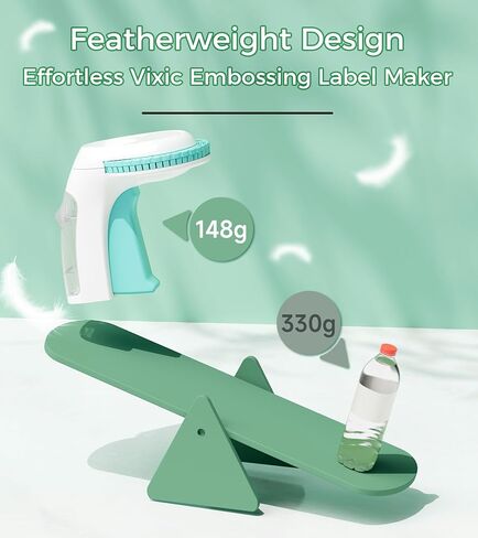 Vixic Embossing Label Maker Machine with Tapes, Handheld Embossed Label Maker, Manual Vintage Embosser, 3D Portable Label Printer for Home Office School Kids DIY Crafting, Green in Kuwait