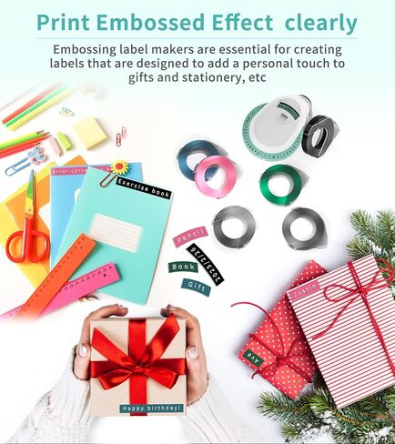Vixic Embossing Label Maker Machine with Tapes, Handheld Embossed Label Maker, Manual Vintage Embosser, 3D Portable Label Printer for Home Office School Kids DIY Crafting, Green in Kuwait