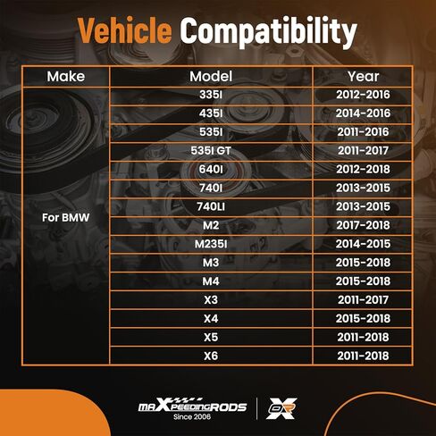maXpeedingrods 39389 Belt Tensioner and Pulley Assembly for 3.0L BMW X5 2011-2018 335i 2012-2016 435i 2014-2016 X3 535i 2011-2017 X6 2011-2018 X4 15-18 535i 11-16 535i GT 11-17 11288604266 11287599097 in Saudi Arabia