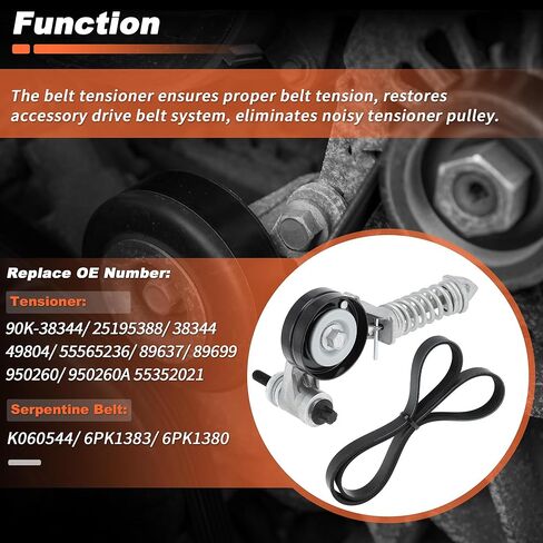 38344A Serpentine Belt Drive Tensioner Kit for Chevrolet Cruze 2012-2015 Engine Drive Belt Tensioner Assembly for Chevy Cruze Limited 2016 L4 1.4L 5PK1400 25195388 in Saudi Arabia