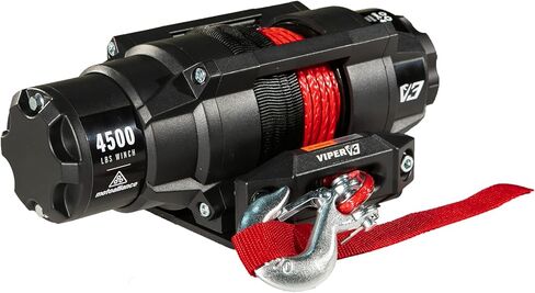 VIPER V3 6000lb UTV/ATV ونش من الدرجة العسكرية مع حبل صناعي أحمر بطول 40 قدمًا. لاسلكي وIP68 مقاوم للماء. شركة باورسبورتس الأمريكية. in Kuwait