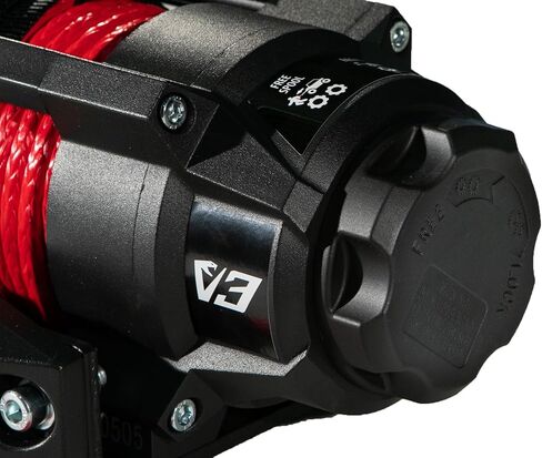 VIPER V3 6000lb UTV/ATV ونش من الدرجة العسكرية مع حبل صناعي أحمر بطول 40 قدمًا. لاسلكي وIP68 مقاوم للماء. شركة باورسبورتس الأمريكية. in Kuwait