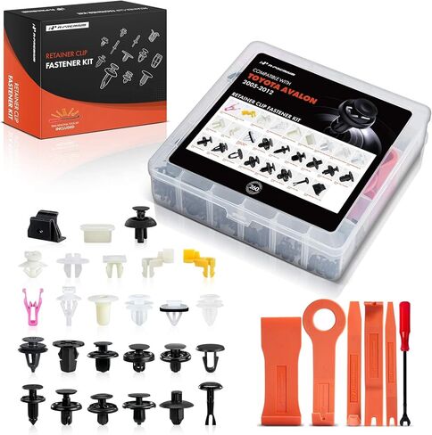 A-Premium 260PCS (26 Sizes/47 oz) Bumper Fender Retainer Clips Kit - Compatible with Toyota Avalon 2005-2012 - Weatherstrip Door Trim Panel Hood Push Pin Plastic Nylon Rivet Fastener, w/Removal Tool in Saudi Arabia