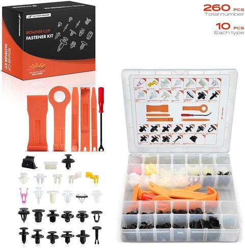 A-Premium 260PCS (26 Sizes/47 oz) Bumper Fender Retainer Clips Kit - Compatible with Toyota Avalon 2005-2012 - Weatherstrip Door Trim Panel Hood Push Pin Plastic Nylon Rivet Fastener, w/Removal Tool in Saudi Arabia
