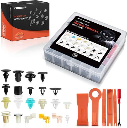 A-Premium 21 Sizes 39.04oz Bumper Fender Door Retainer Clips Kit Compatible with Toyota Corolla 1998-2002 Weatherstrip Trim Liner Car 210PCS Plastic Rivets Fasteners Push Retainer Kit, w/Removal Tool in Saudi Arabia