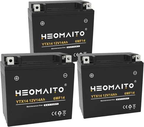 بطارية YTX14-BS، 12V 14Ah، 10HR، 300 CCA، 6MF14 قابلة لإعادة الشحن، صيانة مجانية SLA AGM بطارية دراجة نارية in Kuwait