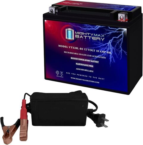 بطارية مايتي ماكس YTX20L-BS لهوندا 1800 CC GL1800 GoldWing + شاحن 12 فولت 4 أمبير in Kuwait