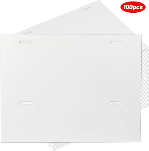 Homar 100 pcs Temporary License Plates for Car Dealers 8.5"X11" Blank License Plate Laser Printable Tear Resistant & Waterproof (1 Perf / 5 Mil) in Kuwait