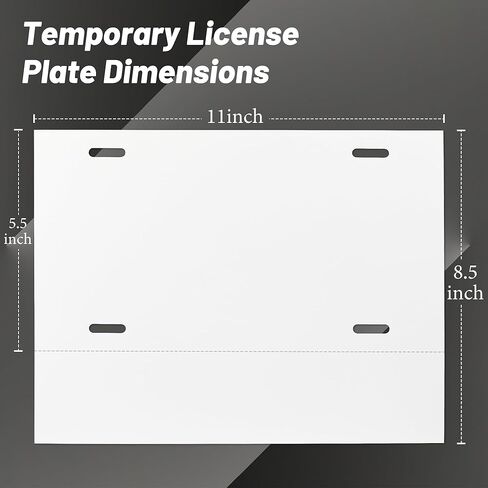 Homar 100 pcs Temporary License Plates for Car Dealers 8.5"X11" Blank License Plate Laser Printable Tear Resistant & Waterproof (1 Perf / 5 Mil) in Kuwait