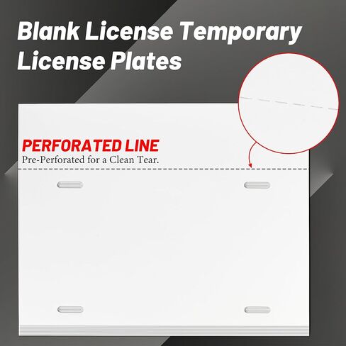 Homar 100 pcs Temporary License Plates for Car Dealers 8.5"X11" Blank License Plate Laser Printable Tear Resistant & Waterproof (1 Perf / 5 Mil) in Kuwait