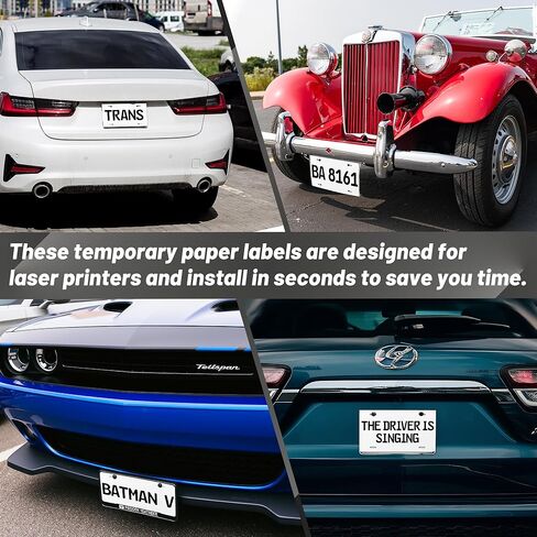 Homar 100 pcs Temporary License Plates for Car Dealers 8.5"X11" Blank License Plate Laser Printable Tear Resistant & Waterproof (1 Perf / 5 Mil) in Kuwait