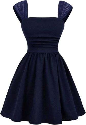 Milumia Girl's Square Neck Sleeveless Dress Ruched Ruffle Hem A Line Short Summer Dresses in Saudi Arabia