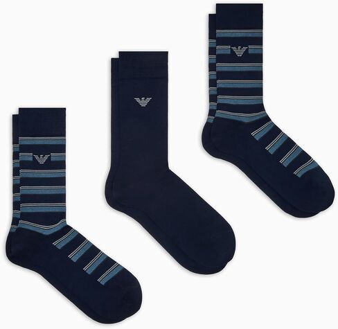 Emporio Armani Men's Pattern Mix 3 Pack Crew Socks in Saudi Arabia