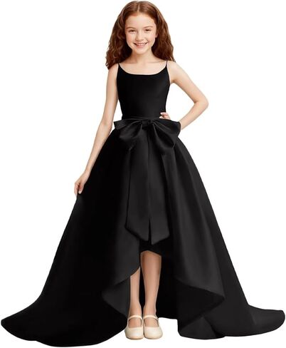 Satin Flower Girl Dresses for Wedding with Bow-Knot Elegant First Communion Dress in Kuwait