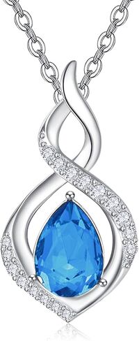 AENEAS Infinity Birthstone Necklace for Women Sterling Silver Infinity Teardrop Pendant Forever Love Jewelry Gift for Birthday Anniversary Christmas in Saudi Arabia