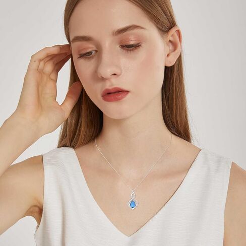 AENEAS Infinity Birthstone Necklace for Women Sterling Silver Infinity Teardrop Pendant Forever Love Jewelry Gift for Birthday Anniversary Christmas in Saudi Arabia