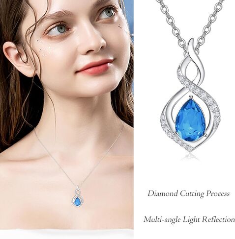 AENEAS Infinity Birthstone Necklace for Women Sterling Silver Infinity Teardrop Pendant Forever Love Jewelry Gift for Birthday Anniversary Christmas in Saudi Arabia