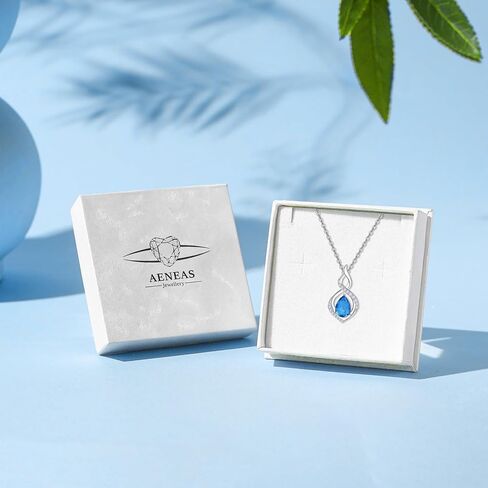 AENEAS Infinity Birthstone Necklace for Women Sterling Silver Infinity Teardrop Pendant Forever Love Jewelry Gift for Birthday Anniversary Christmas in Saudi Arabia