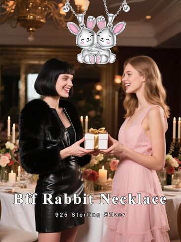 Best Friends Necklace 2 Gifts BFF Necklace Cat/Bunny Pendant Friendship Jewelry for Women in Saudi Arabia