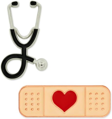 PinMart's Stethoscope & Heart Bandage Lapel Pin Set - Perfect Gifts for Healthcare Professionals, Doctors, Nurses, and Medical Students in Saudi Arabia