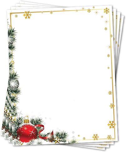 Geographics Ornaments Holiday Letterhead – 40 Sheets – 8.5" x 11" Christmas Printer Paper with Foil Ornament Design, Inkjet & Laser Printer Compatible in Saudi Arabia