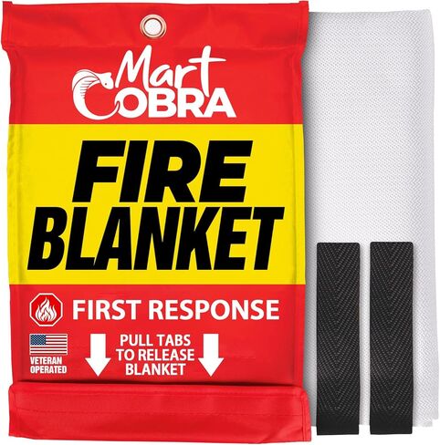 Mart Cobra Emergency Fire Blanket for Home and Kitchen - 1 Pack - Fire Blankets Emergency for Home 40" x 40" - Fire Suppression Blanket - Home Safety Fiberglass Welding Blanket in Kuwait