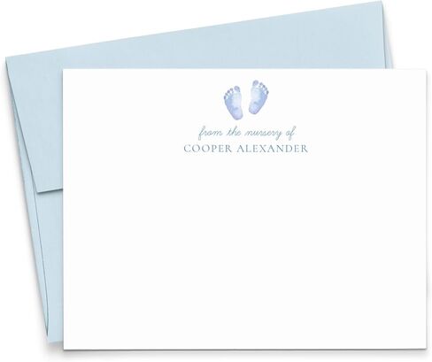 Personalized Baby Stationery With Envelopes, FLAT Baby Shower Notecards For Writing, Baby Boy Thank You Note Cards For Gifts, Baby Footprint Keepsake For New Mom, Your Choice of Colors And Quantity in Saudi Arabia