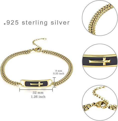 أساور الصليب الصلاة الصفاء 925 الفضة الاسترليني الصليب أساور للرجال هدايا المجوهرات الصلاة الصفاء in Kuwait